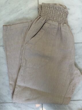 Emme mama Maternity Linen Pants -Beige size L